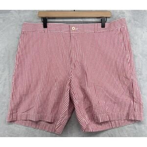 Southern‎ Tide Shorts Skipjack Red White Plaid Chino Flat Front Casual Men's 40